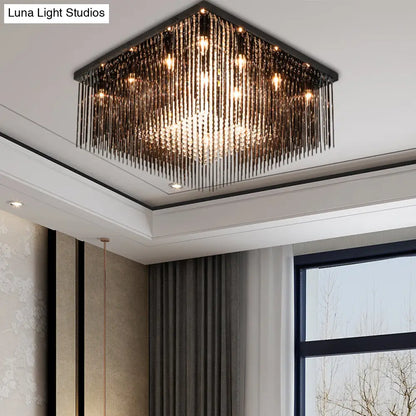 Lámpara de techo cúbica contemporánea DecorBites™ con varilla de cristal y cuentas - Negra, 4/6/9 luces, 40,6/48,3/59,7 cm de ancho