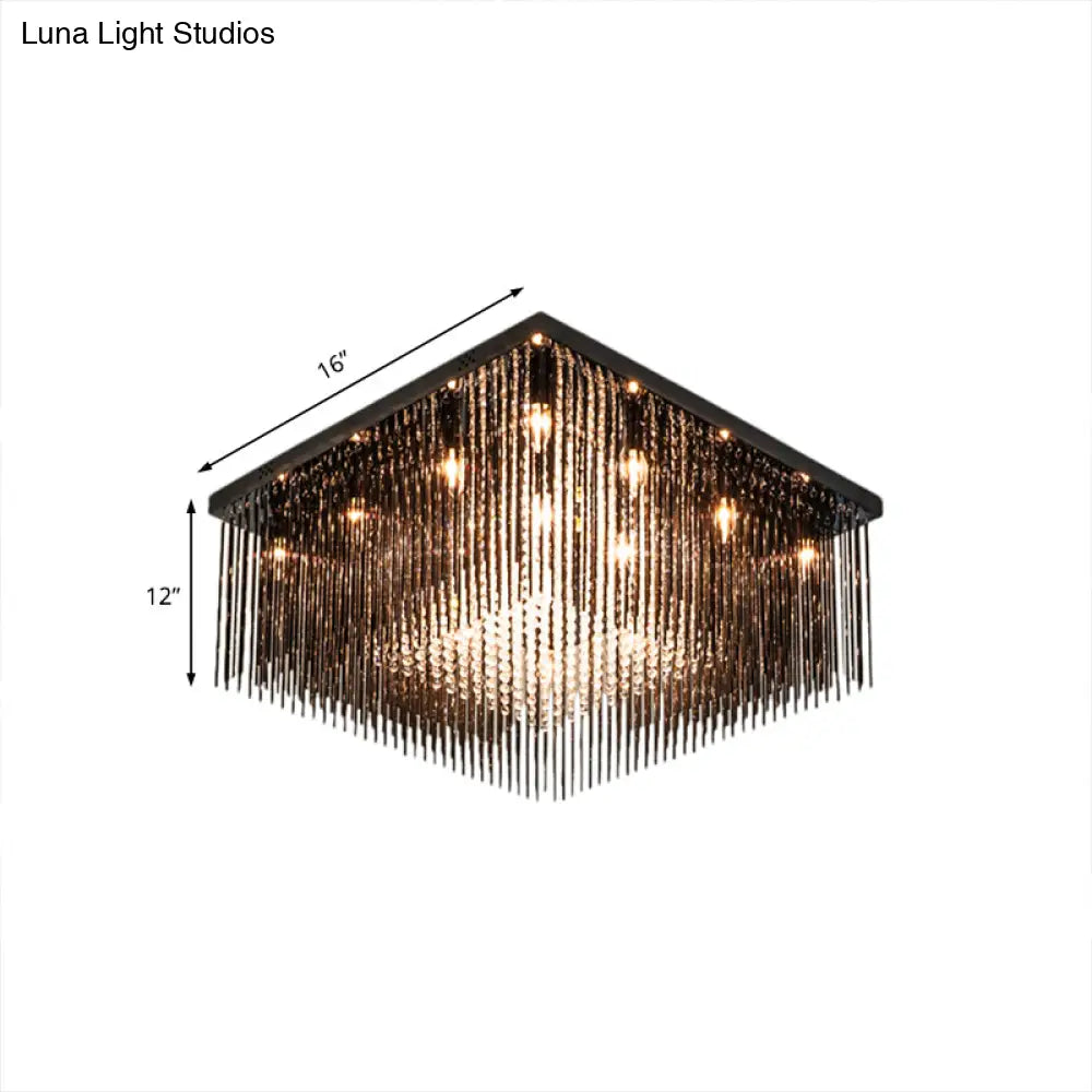 Lámpara de techo cúbica contemporánea DecorBites™ con varilla de cristal y cuentas - Negra, 4/6/9 luces, 40,6/48,3/59,7 cm de ancho
