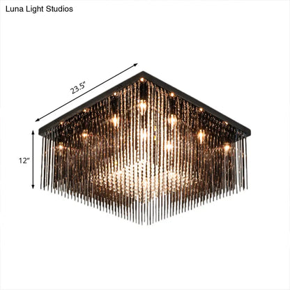 Lámpara de techo cúbica contemporánea DecorBites™ con varilla de cristal y cuentas - Negra, 4/6/9 luces, 40,6/48,3/59,7 cm de ancho