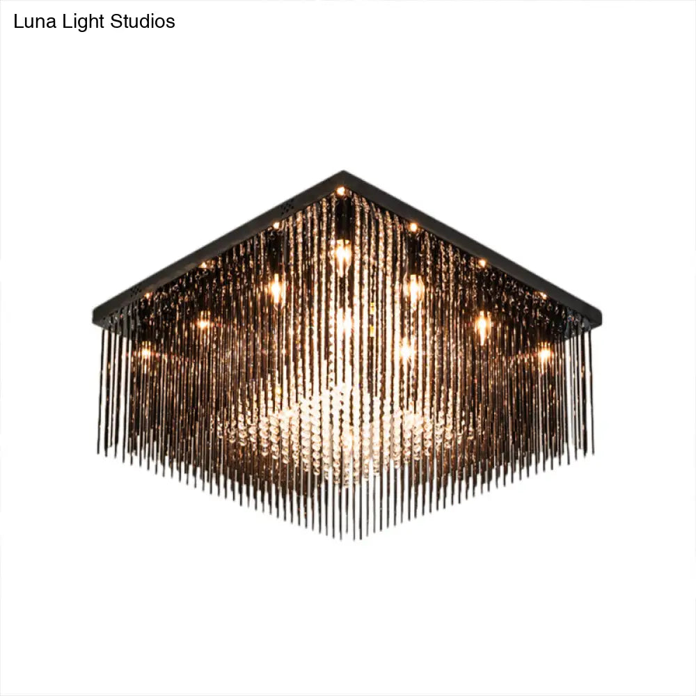 Lámpara de techo cúbica contemporánea DecorBites™ con varilla de cristal y cuentas - Negra, 4/6/9 luces, 40,6/48,3/59,7 cm de ancho