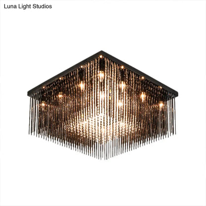 Lámpara de techo cúbica contemporánea DecorBites™ con varilla de cristal y cuentas - Negra, 4/6/9 luces, 40,6/48,3/59,7 cm de ancho