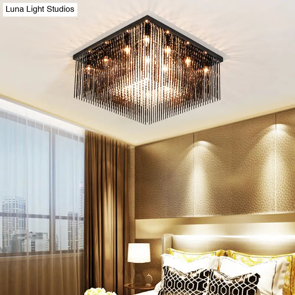 Lámpara de techo cúbica contemporánea DecorBites™ con varilla de cristal y cuentas - Negra, 4/6/9 luces, 40,6/48,3/59,7 cm de ancho