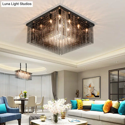 Lámpara de techo cúbica contemporánea DecorBites™ con varilla de cristal y cuentas - Negra, 4/6/9 luces, 40,6/48,3/59,7 cm de ancho