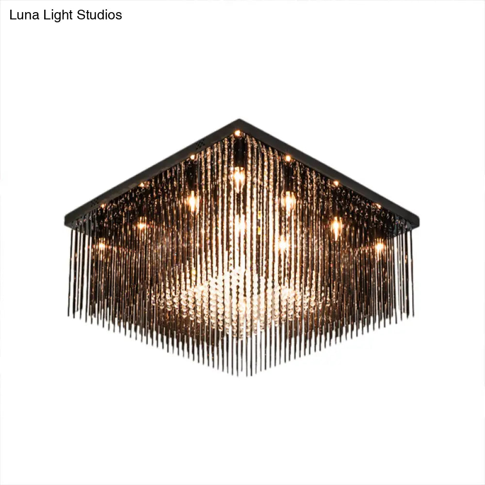 Lámpara de techo cúbica contemporánea DecorBites™ con varilla de cristal y cuentas - Negra, 4/6/9 luces, 40,6/48,3/59,7 cm de ancho