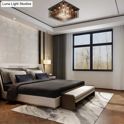 Lámpara de techo cúbica contemporánea DecorBites™ con varilla de cristal y cuentas - Negra, 4/6/9 luces, 40,6/48,3/59,7 cm de ancho