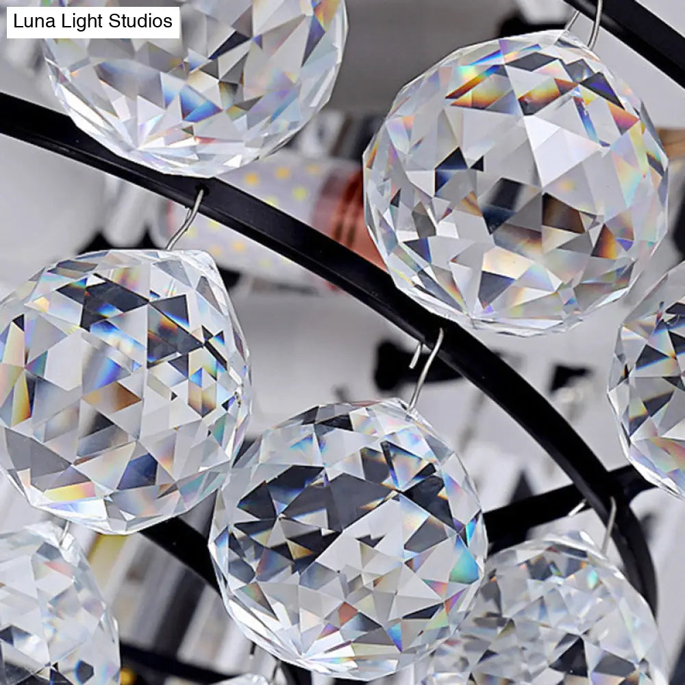 DecorBites™ DecorBites™ Contemporary Crystal Rod Drum Flush Mount Ceiling Light - 4/6/9 Heads - Black - Multiple Sizes