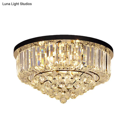 DecorBites™ DecorBites™ Contemporary Crystal Rod Drum Flush Mount Ceiling Light - 4/6/9 Heads - Black - Multiple Sizes