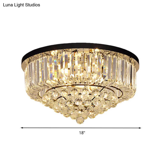 DecorBites™ DecorBites™ Contemporary Crystal Rod Drum Flush Mount Ceiling Light - 4/6/9 Heads - Black - Multiple Sizes