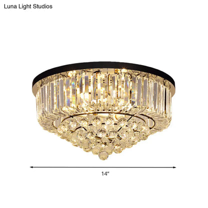 DecorBites™ DecorBites™ Contemporary Crystal Rod Drum Flush Mount Ceiling Light - 4/6/9 Heads - Black - Multiple Sizes