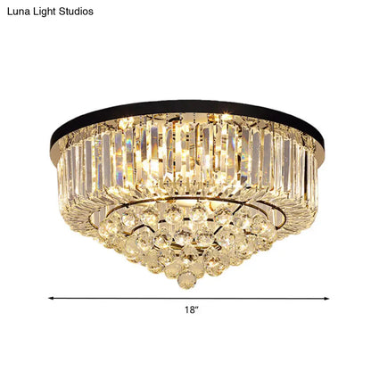 DecorBites™ DecorBites™ Contemporary Crystal Rod Drum Flush Mount Ceiling Light - 4/6/9 Heads - Black - Multiple Sizes
