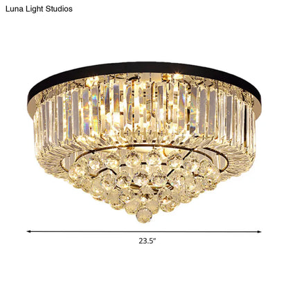 DecorBites™ DecorBites™ Contemporary Crystal Rod Drum Flush Mount Ceiling Light - 4/6/9 Heads - Black - Multiple Sizes