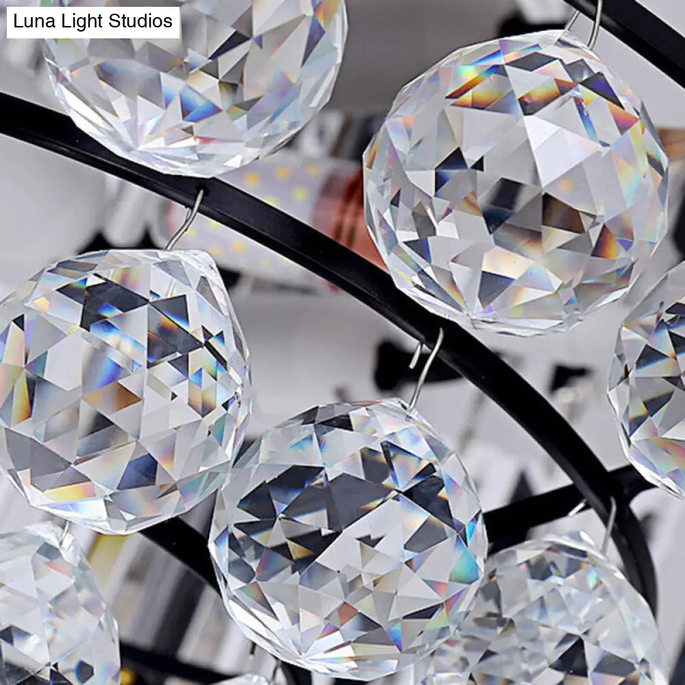 DecorBites™ DecorBites™ Contemporary Crystal Rod Drum Flush Mount Ceiling Light - 4/6/9 Heads - Black - Multiple Sizes