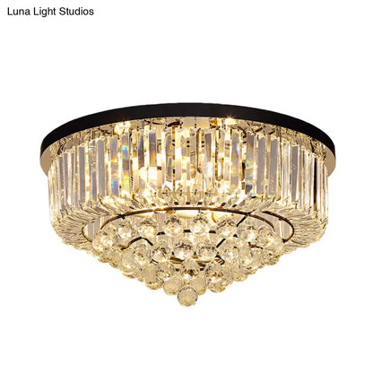 DecorBites™ DecorBites™ Contemporary Crystal Rod Drum Flush Mount Ceiling Light - 4/6/9 Heads - Black - Multiple Sizes