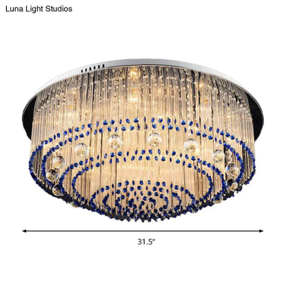 DecorBites™ DecorBites™ Contemporary Crystal Rod Flush Mount Lamp with 6/9/14 Lights and Nickel Finish