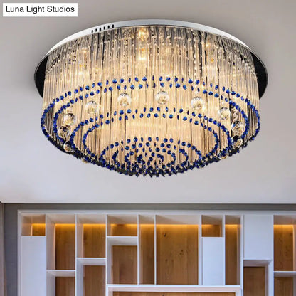 DecorBites™ DecorBites™ Contemporary Crystal Rod Flush Mount Lamp with 6/9/14 Lights and Nickel Finish