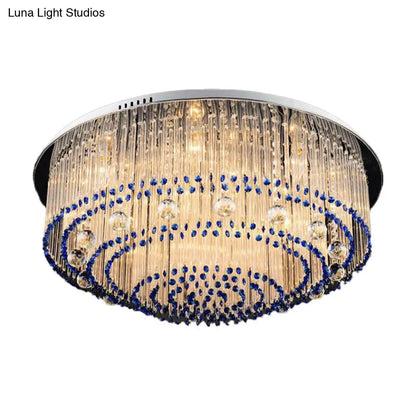 DecorBites™ DecorBites™ Contemporary Crystal Rod Flush Mount Lamp with 6/9/14 Lights and Nickel Finish