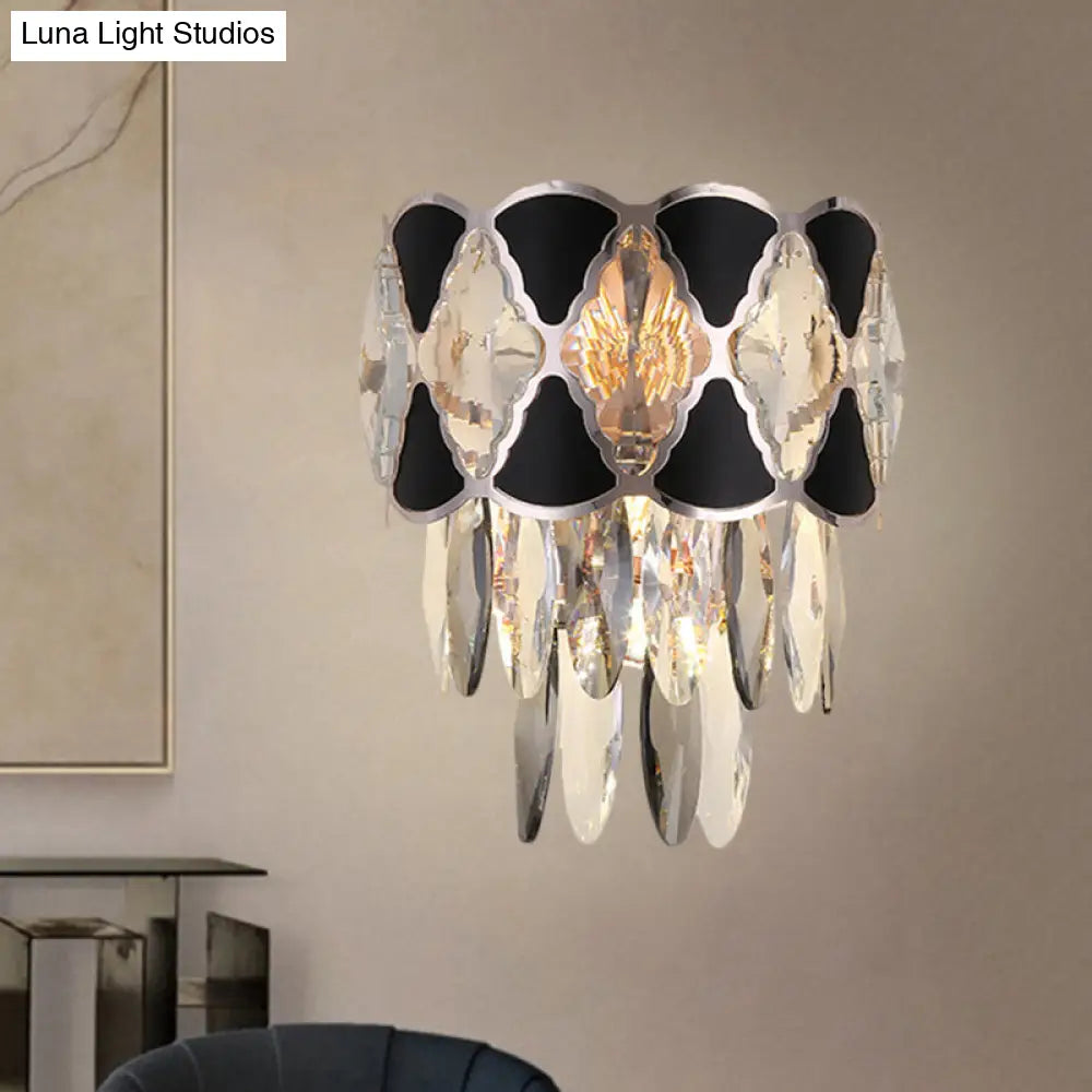 DecorBites™ DecorBites™ Contemporary Crystal Sconce with Clear Bulbs and Oval Drops