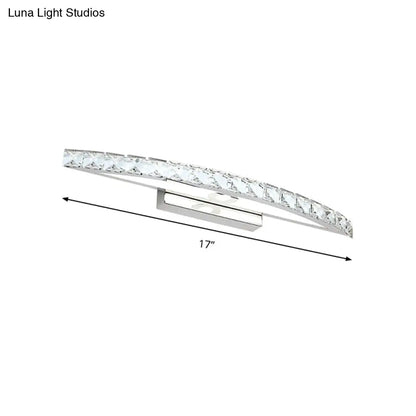 Contemporary Crystal Silver Wall Sconce Light - Bow Shaped Vanity Lighting for Bathroom - Warm/White Light - 17"/21"/27.5" Wide