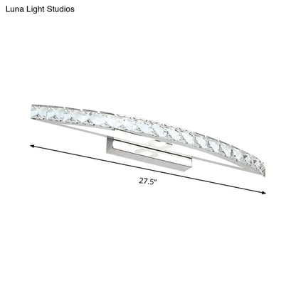 Contemporary Crystal Silver Wall Sconce Light - Bow Shaped Vanity Lighting for Bathroom - Warm/White Light - 17"/21"/27.5" Wide