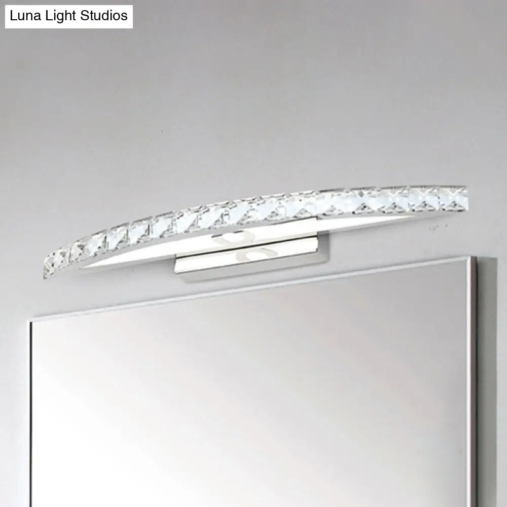 Contemporary Crystal Silver Wall Sconce Light - Bow Shaped Vanity Lighting for Bathroom - Warm/White Light - 17"/21"/27.5" Wide