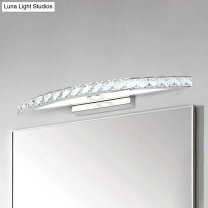 Contemporary Crystal Silver Wall Sconce Light - Bow Shaped Vanity Lighting for Bathroom - Warm/White Light - 17"/21"/27.5" Wide