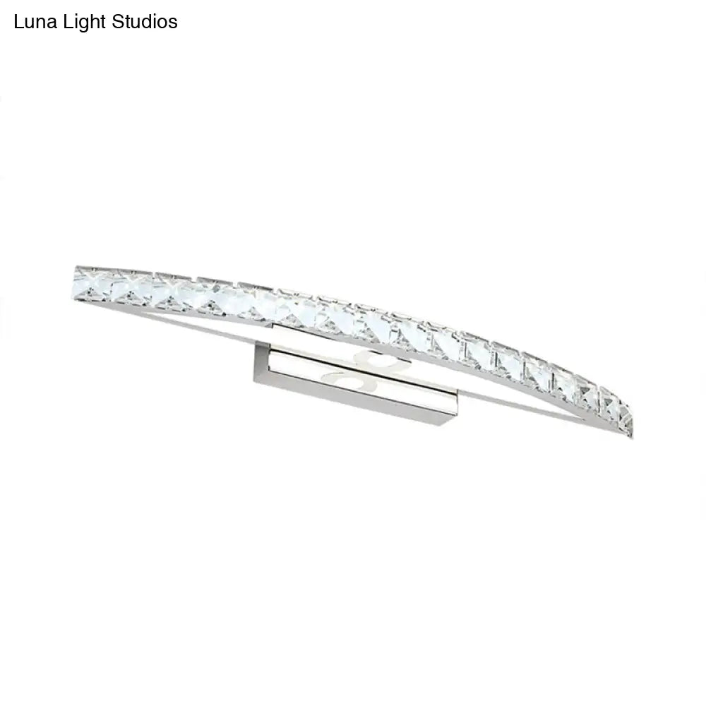 Contemporary Crystal Silver Wall Sconce Light - Bow Shaped Vanity Lighting for Bathroom - Warm/White Light - 17"/21"/27.5" Wide