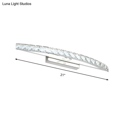Contemporary Crystal Silver Wall Sconce Light - Bow Shaped Vanity Lighting for Bathroom - Warm/White Light - 17"/21"/27.5" Wide