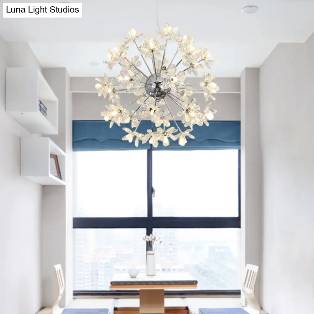 Lámpara de techo contemporánea con forma de estrella de cristal - Lámpara colgante tipo araña cromada/dorada - Múltiples cabezales - Varias opciones de ancho