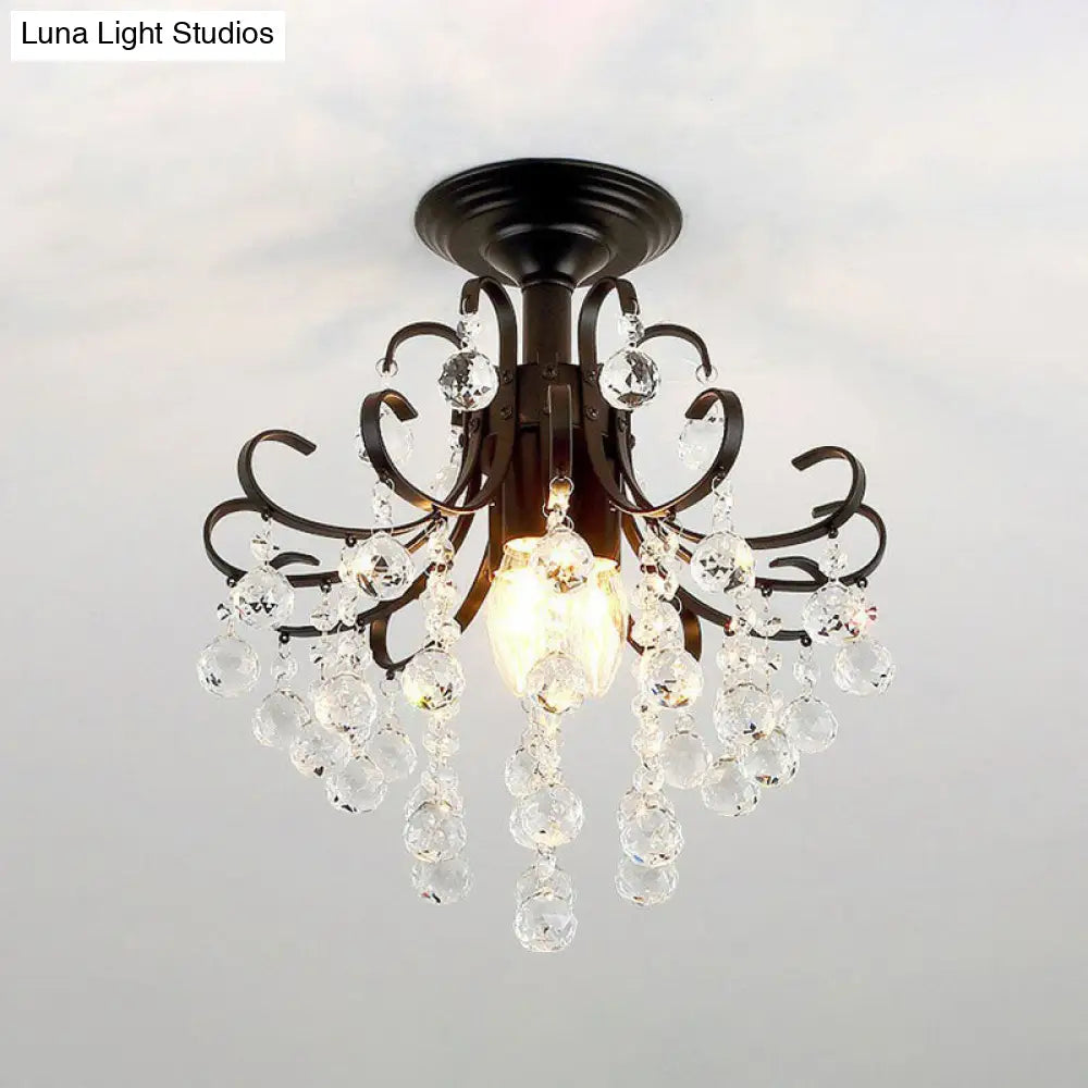DecorBites™ DecorBites™ Contemporary Crystal Strands Ceiling Light Fixture - Terrace Semi Flush Mount Chandelier