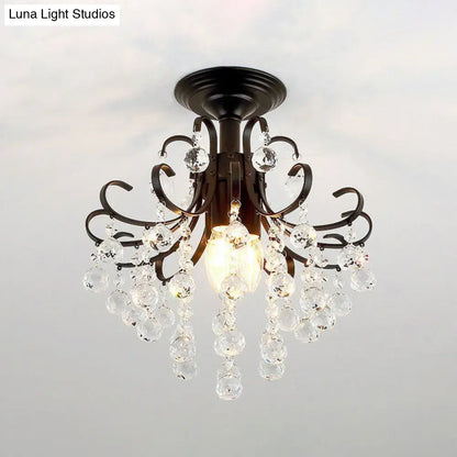 DecorBites™ DecorBites™ Contemporary Crystal Strands Ceiling Light Fixture - Terrace Semi Flush Mount Chandelier