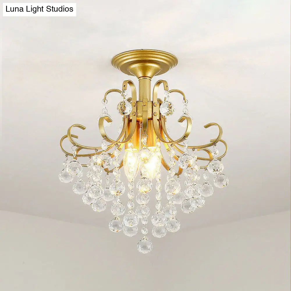 DecorBites™ DecorBites™ Contemporary Crystal Strands Ceiling Light Fixture - Terrace Semi Flush Mount Chandelier