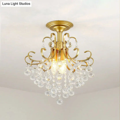 DecorBites™ DecorBites™ Contemporary Crystal Strands Ceiling Light Fixture - Terrace Semi Flush Mount Chandelier