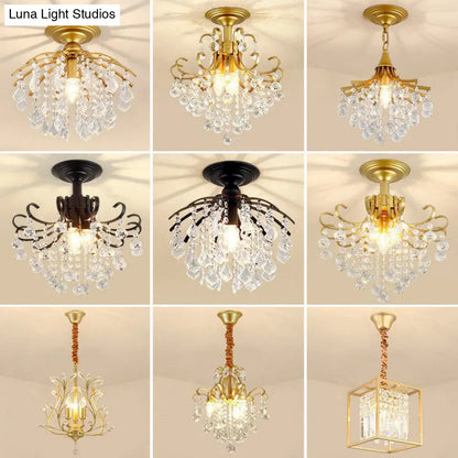 DecorBites™ DecorBites™ Contemporary Crystal Strands Ceiling Light Fixture - Terrace Semi Flush Mount Chandelier