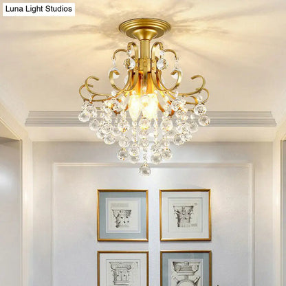 DecorBites™ DecorBites™ Contemporary Crystal Strands Ceiling Light Fixture - Terrace Semi Flush Mount Chandelier