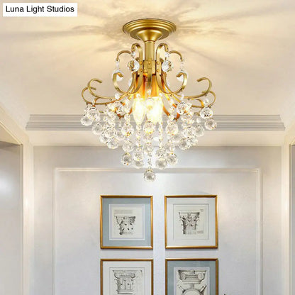 DecorBites™ DecorBites™ Contemporary Crystal Strands Ceiling Light Fixture - Terrace Semi Flush Mount Chandelier