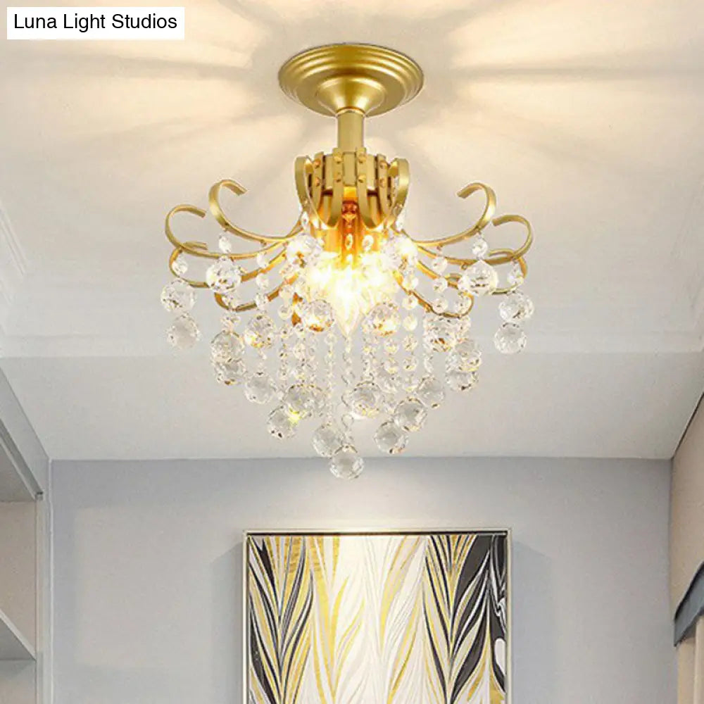 DecorBites™ DecorBites™ Contemporary Crystal Strands Ceiling Light Fixture - Terrace Semi Flush Mount Chandelier