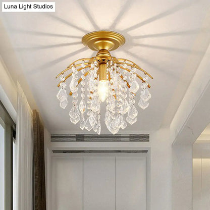 DecorBites™ DecorBites™ Contemporary Crystal Strands Ceiling Light Fixture - Terrace Semi Flush Mount Chandelier