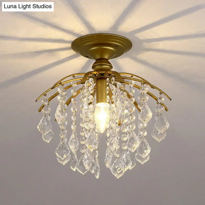 DecorBites™ DecorBites™ Contemporary Crystal Strands Ceiling Light Fixture - Terrace Semi Flush Mount Chandelier