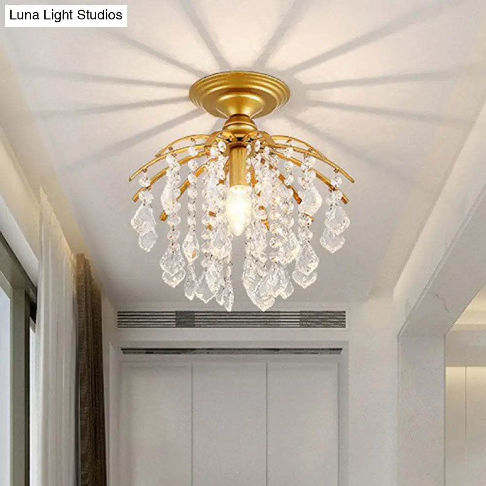DecorBites™ DecorBites™ Contemporary Crystal Strands Ceiling Light Fixture - Terrace Semi Flush Mount Chandelier