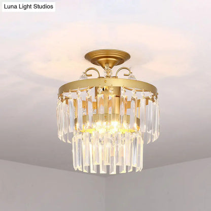 DecorBites™ DecorBites™ Contemporary Crystal Strands Ceiling Light Fixture - Terrace Semi Flush Mount Chandelier