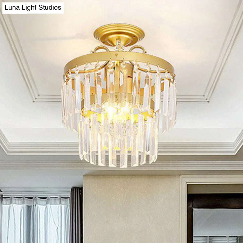 DecorBites™ DecorBites™ Contemporary Crystal Strands Ceiling Light Fixture - Terrace Semi Flush Mount Chandelier