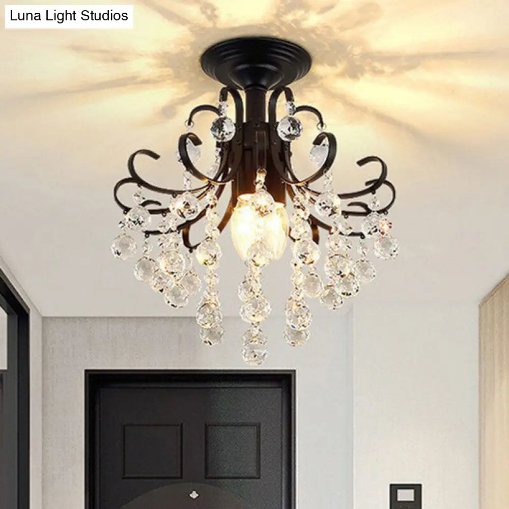 DecorBites™ DecorBites™ Contemporary Crystal Strands Ceiling Light Fixture - Terrace Semi Flush Mount Chandelier
