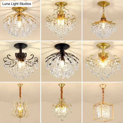 DecorBites™ DecorBites™ Contemporary Crystal Strands Ceiling Light Fixture - Terrace Semi Flush Mount Chandelier