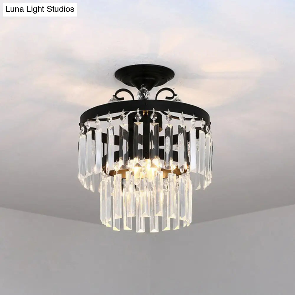 DecorBites™ DecorBites™ Contemporary Crystal Strands Ceiling Light Fixture - Terrace Semi Flush Mount Chandelier