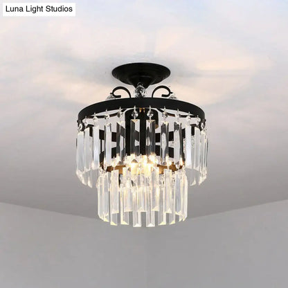 DecorBites™ DecorBites™ Contemporary Crystal Strands Ceiling Light Fixture - Terrace Semi Flush Mount Chandelier