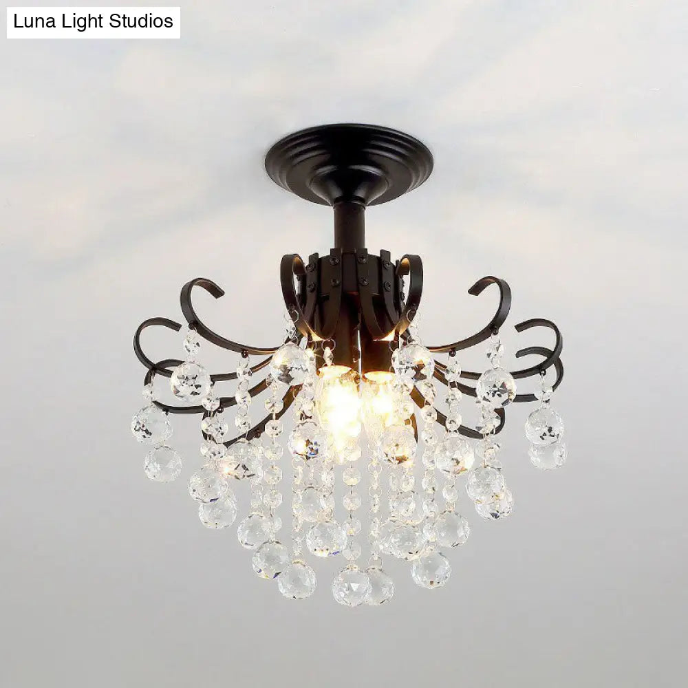 DecorBites™ DecorBites™ Contemporary Crystal Strands Ceiling Light Fixture - Terrace Semi Flush Mount Chandelier