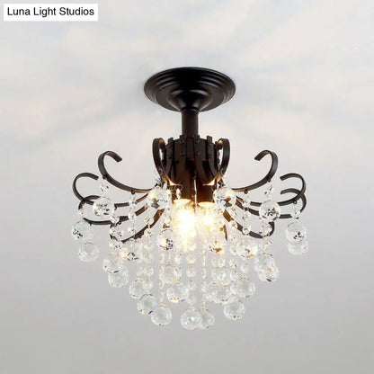 DecorBites™ DecorBites™ Contemporary Crystal Strands Ceiling Light Fixture - Terrace Semi Flush Mount Chandelier