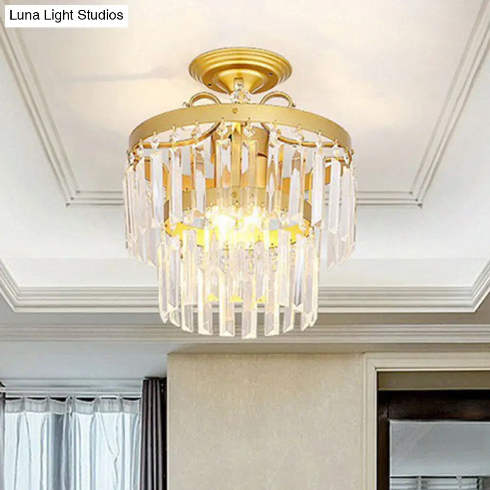 DecorBites™ DecorBites™ Contemporary Crystal Strands Ceiling Light Fixture - Terrace Semi Flush Mount Chandelier