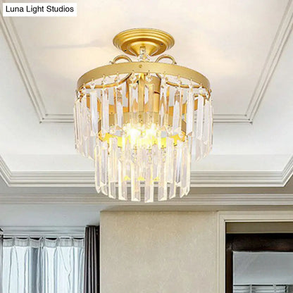 DecorBites™ DecorBites™ Contemporary Crystal Strands Ceiling Light Fixture - Terrace Semi Flush Mount Chandelier