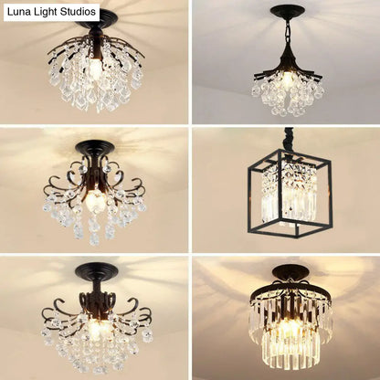 DecorBites™ DecorBites™ Contemporary Crystal Strands Ceiling Light Fixture - Terrace Semi Flush Mount Chandelier